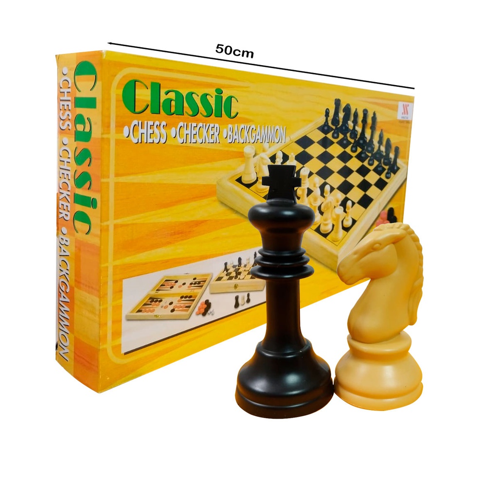 Ajedrez checkers y backgammon PLASTICO Pequeño (3in1) 29x29cm