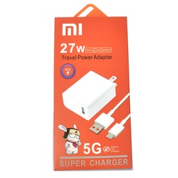 [27W-5G] Cargador super rapido 27w, 12.1A cable tipo C cajita naranja, MI Xiaomi