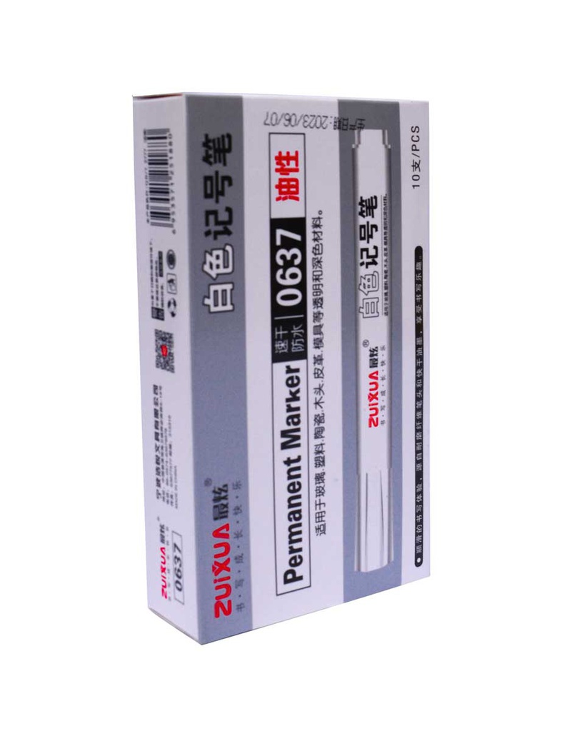 Marcador permanente blanco 0637 Zuixua cajita de 10pcs