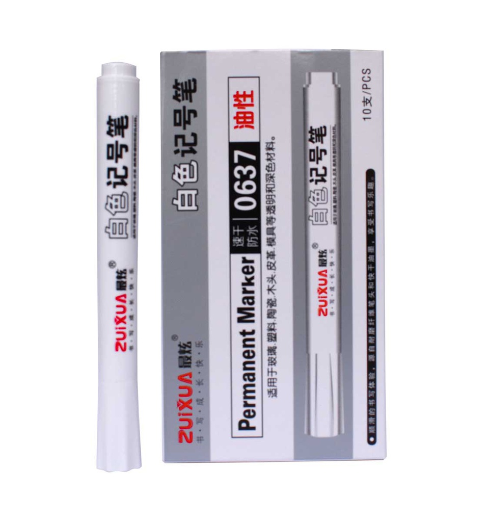 Marcador permanente blanco 0637 Zuixua cajita de 10pcs