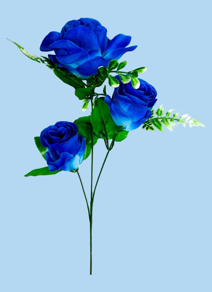 Flor - ramo de 3 rosas con adornos blancos, largo 62 cm, corola 7cm