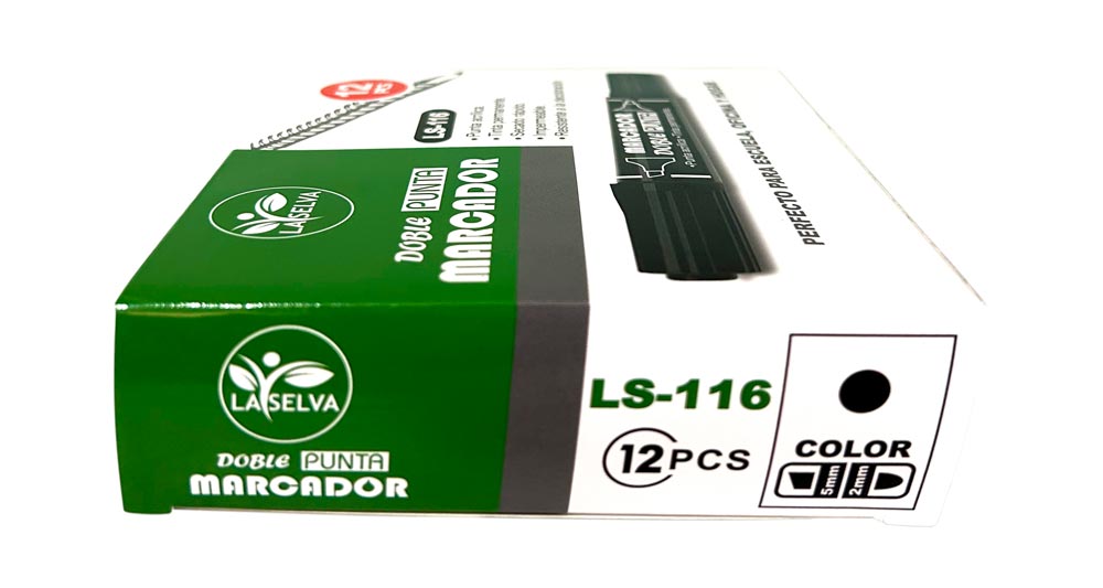 Marcador permanente doble punta La Selva de 12pcs