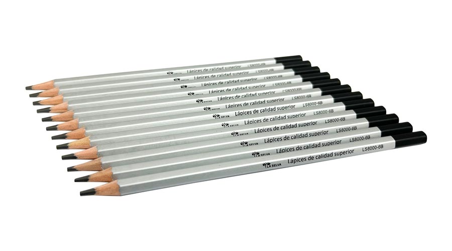 Lapiz carbonico de dibujo 6B-3.1mm La Selva 12pcs