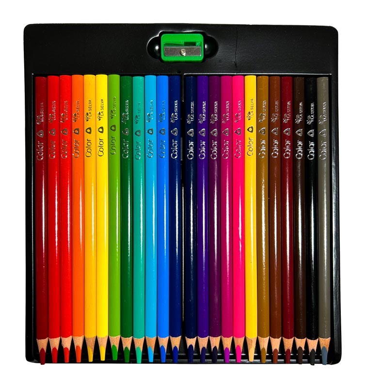 Color largo tiangular mina 4mm La Selva de 24 colores + tajador