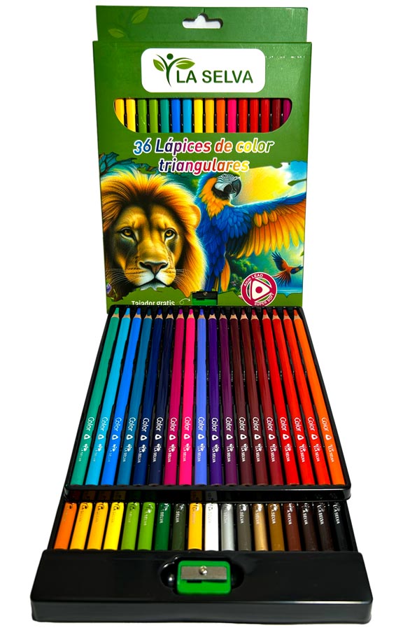 Color largo tiangular mina 4mm La Selva de 36 colores + tajador
