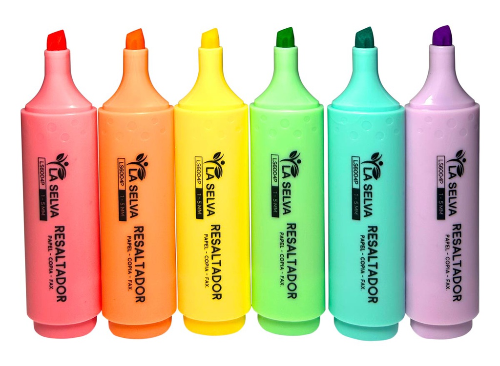 Resaltador de color fluorescente LS6004P, 1-5mm La Selva de 6 colores