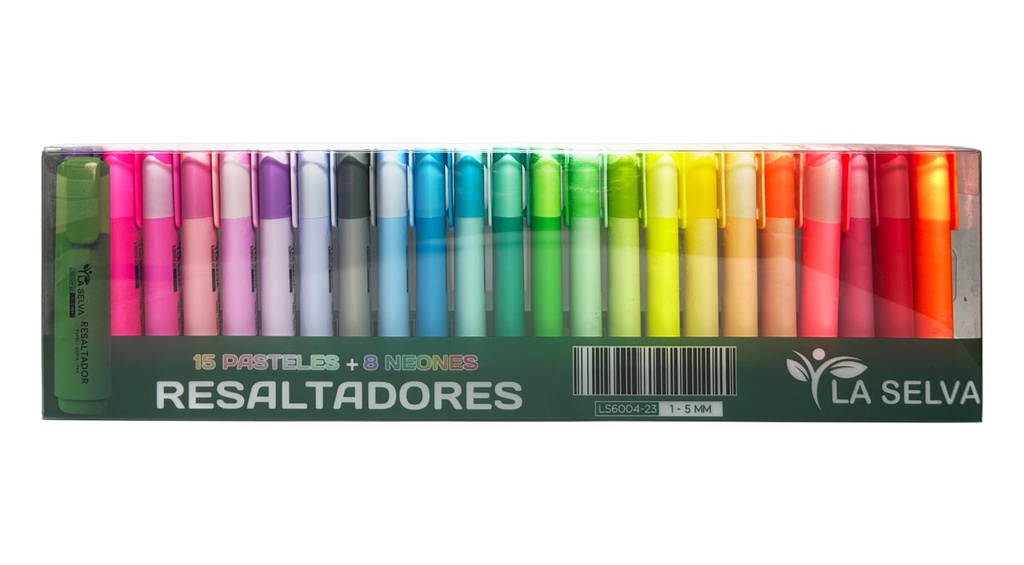 Resaltador jumbo 15 color pastel + 8 color neon La Selva de 23 colores