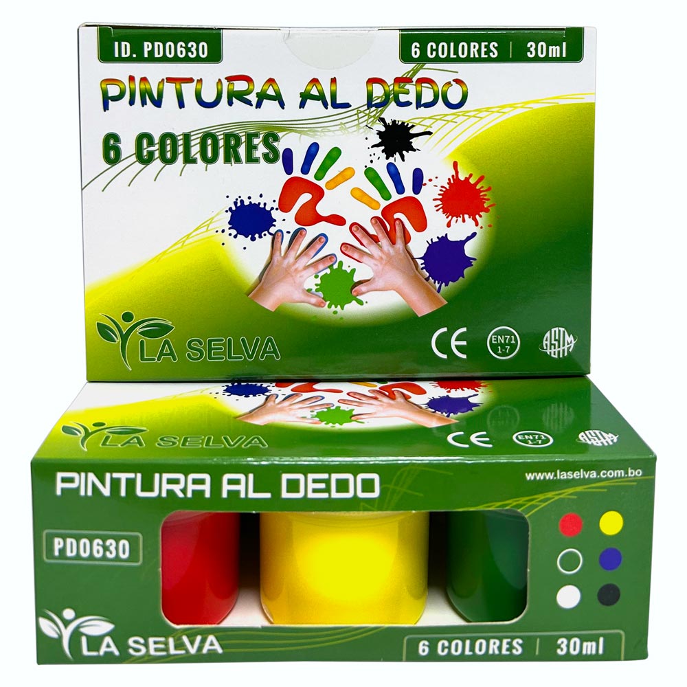Pintura al dedo 30ml La Selva 6 colores