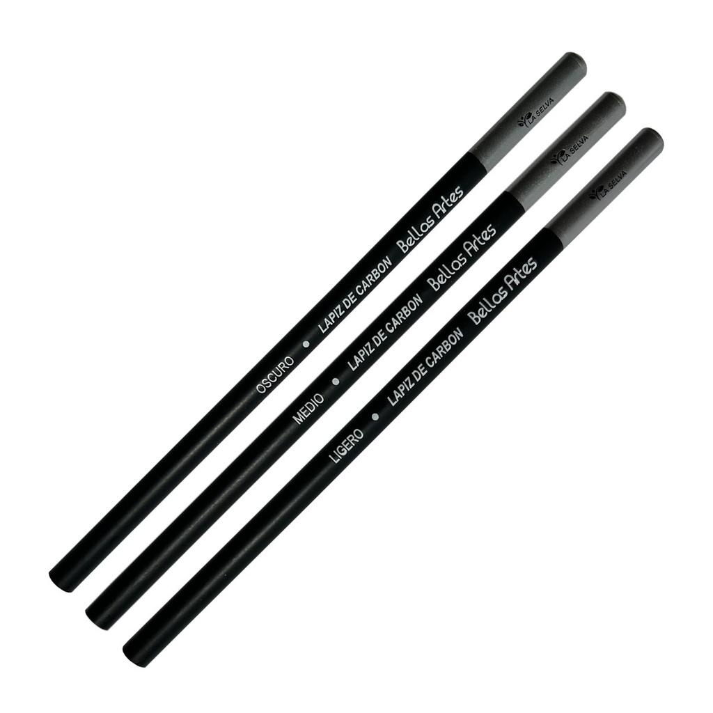 Lapiz de carbon (LIGERO-MEDIO-OSCURO)  La Selva cajita de 6pcs