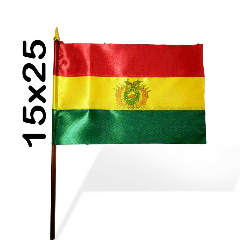 Banderita cosidas mango plastico cafe tricolor  15x23cm