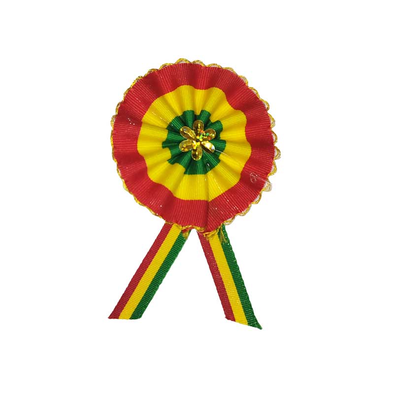 Escarapela tricolor diametro 11cm borde dorado 12pcs