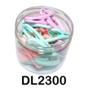 Clips especiales de mango plastico colores pasteles frasco