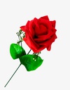 Flor - rosa individual con adorno blanco, largo 45 cm,  corola 8cm