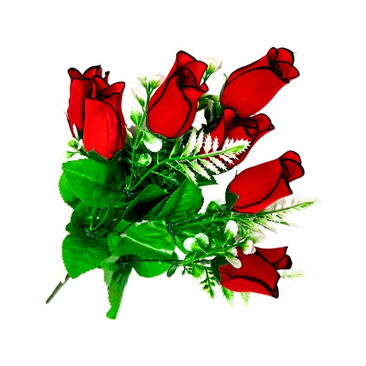 Flor - ramo de 7 rosas rojas, largo 35 cm, corola 3 cm