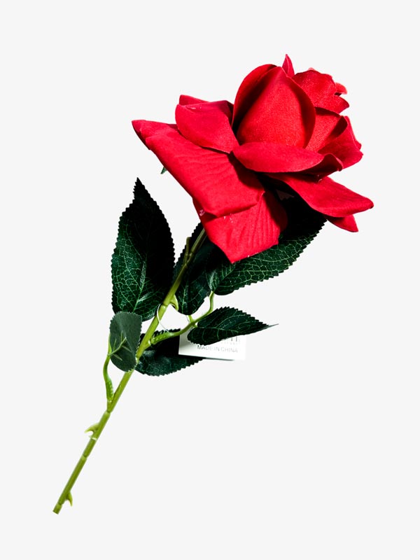 Flor - rosa individual terciopelo doble hoja, largo 72cm, corola 11cm