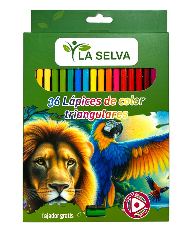 Color largo tiangular mina 4mm La Selva de 36 colores + tajador