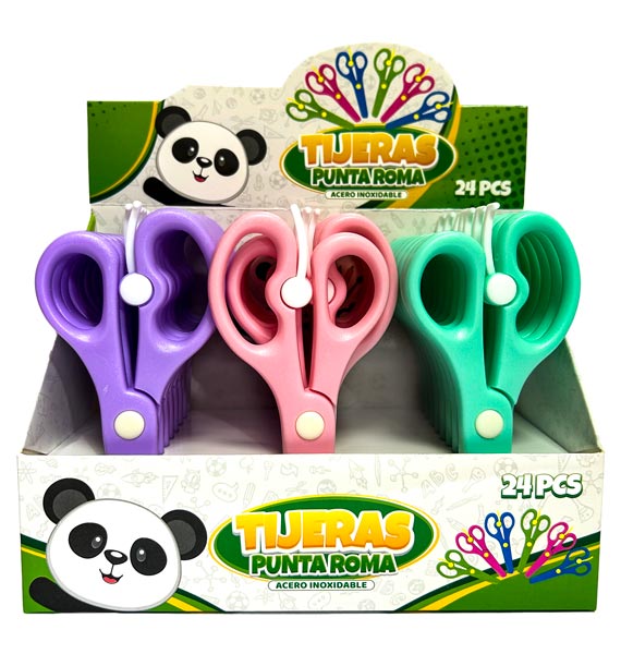 Tijeras punta roma Plastico CreArte colores pasteles  24pcs