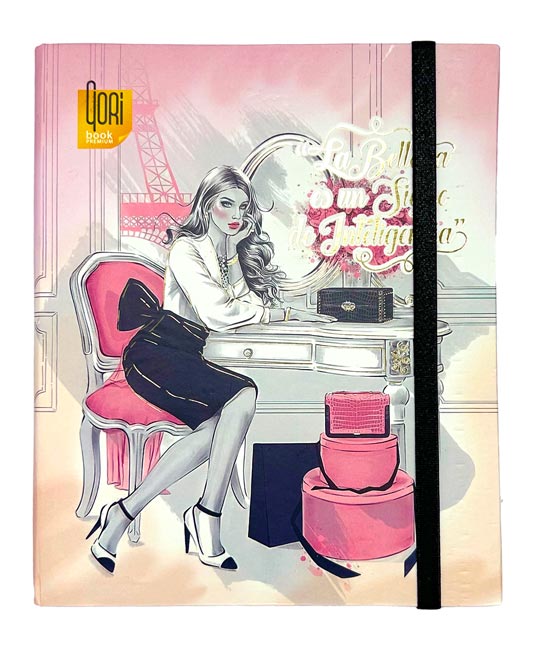 Cuaderno anillado tapa dura A5/medio oficio GORI BOOK Premium, con 5 separadores, sujetador de  liga, 145 hojas