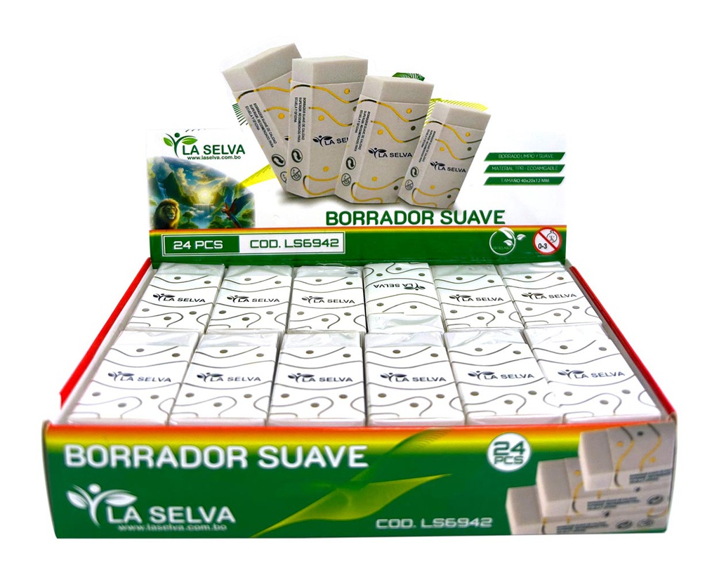 Borrador suave PEQUEÑO LS6942 La Selva de 24pcs