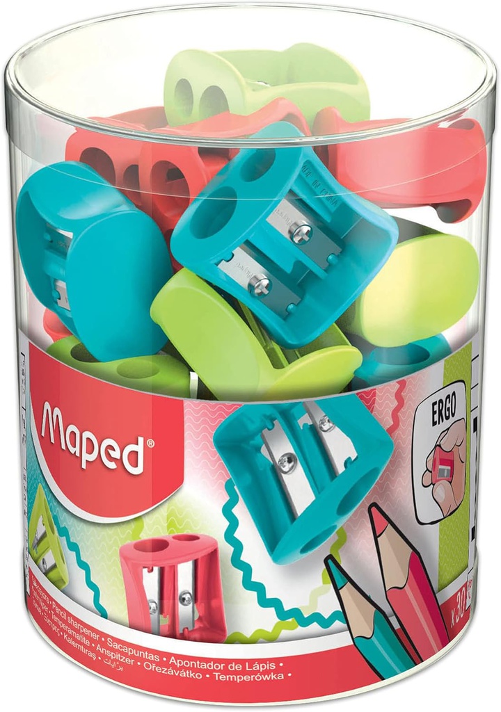 Tajador vivo doble 2 orificios Maped frasco de 65pcs