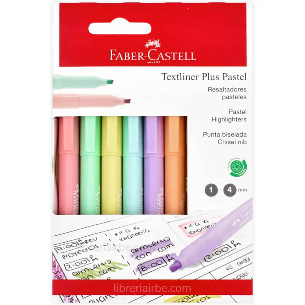 Resaltador Textliner Plus Pastel 1-4mm Faber Castell 6 colores