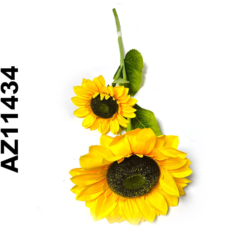 Flor - ramo de 2 girasoles AZ11434, largo 108 cm, 2 corolas de 17 Y 25cm