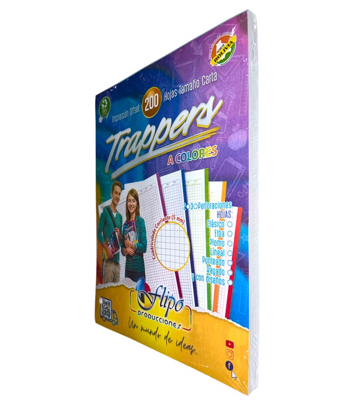 Hojas trapper Flipo blanco y negro normal 200hjs (3 huecos)