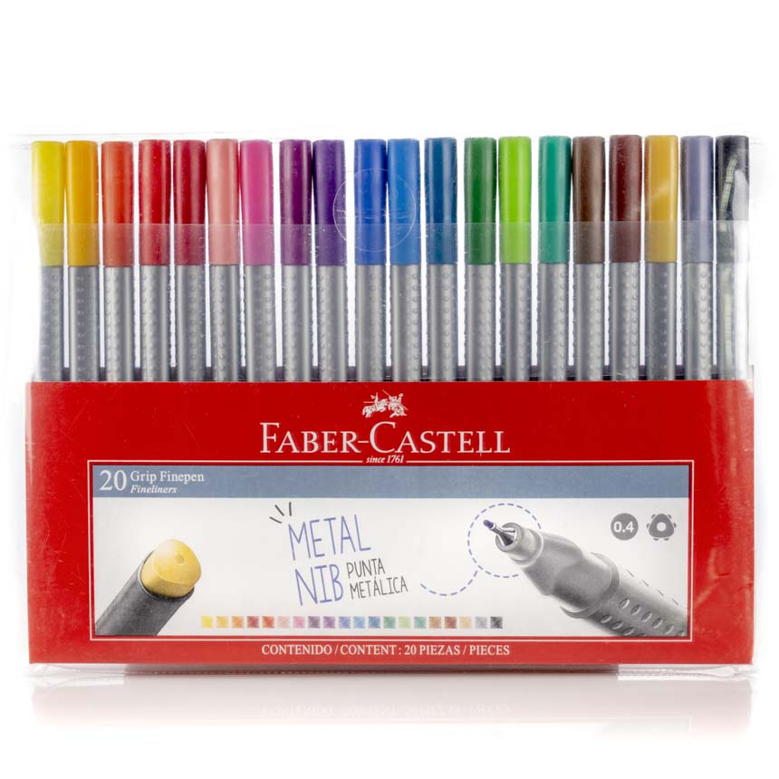 Micropunta grip finepen Faber Castell estuche 20 colores