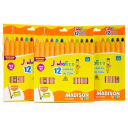 [8455] Color Largo JUMBO Madison 12 Colores + Tajador + Lapiz