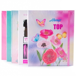 [ANIL-TD-GS-125H] Cuaderno anillado 6 separadores tapa dura GoldStar carta, con liga 140H.