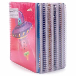 [ANILLADO LIDER] Cuaderno anillado con anillas plasticas medio oficio Lider 100Hjs.