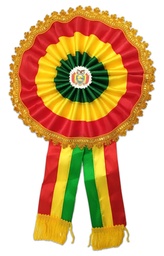 [ESC23] Escarapela Tricolor borde con grecas dorado DIAMETRO de 23CM 12pcs
