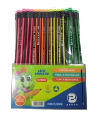 [P3002D] Lapiz negro fluorescente rayado BENMA 144PCS