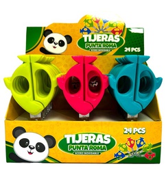 [T6] Tijeras punta roma Modelo pescado CreArte 3 colores   24pcs