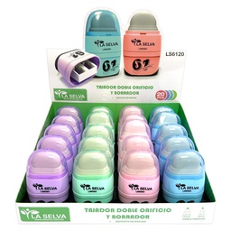 [LS6120] Tajador doble(8mm y 12mm) + borrador y deposito La Selva de 20pcs