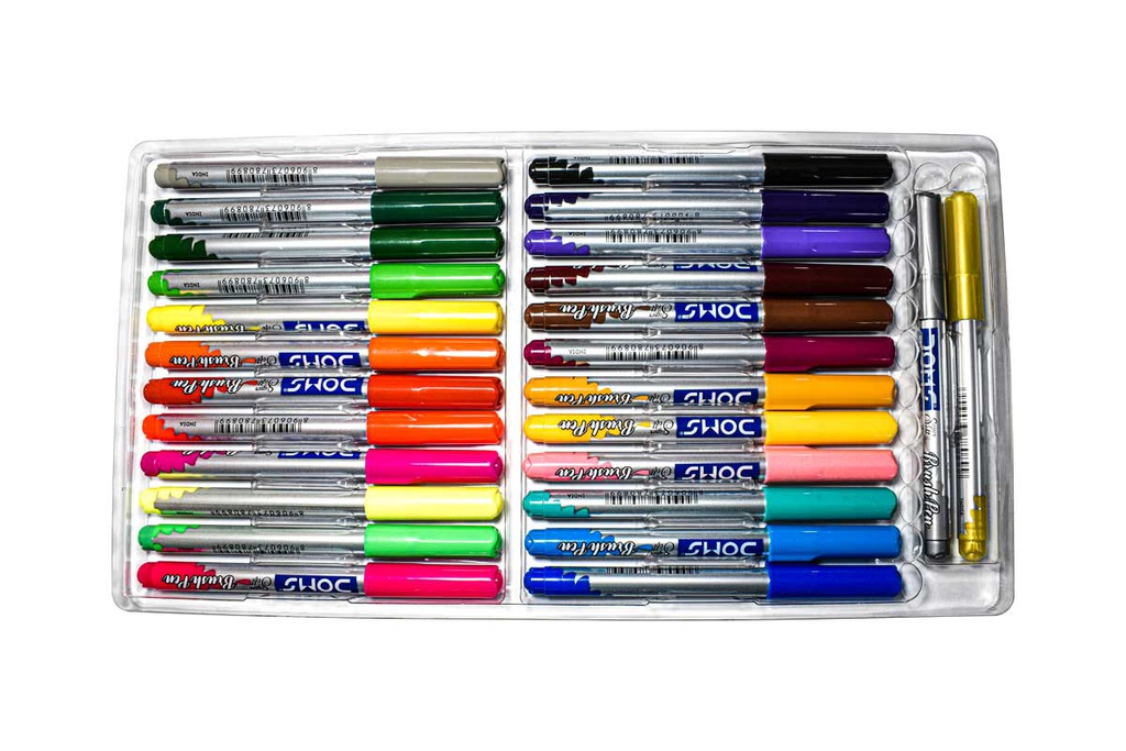 Marcador punta pincel o brush pen, super soft DOMS cajita de 26 colores