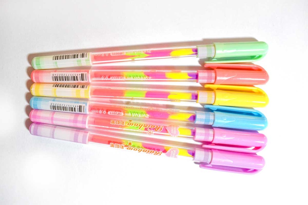 Boligrafo arco iris fashion smooth writing gel pens Zuixua 6 colores