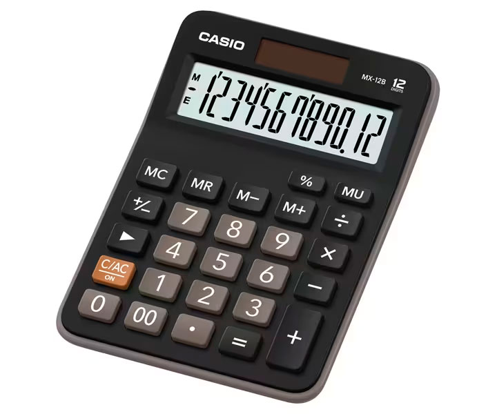 Calculadora CASIO MX-12B comercial de 12 digitos, en difrentes colores