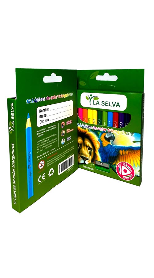 Color corto tiangular  mina 4mm soft La Selva de 12 colores + tajador