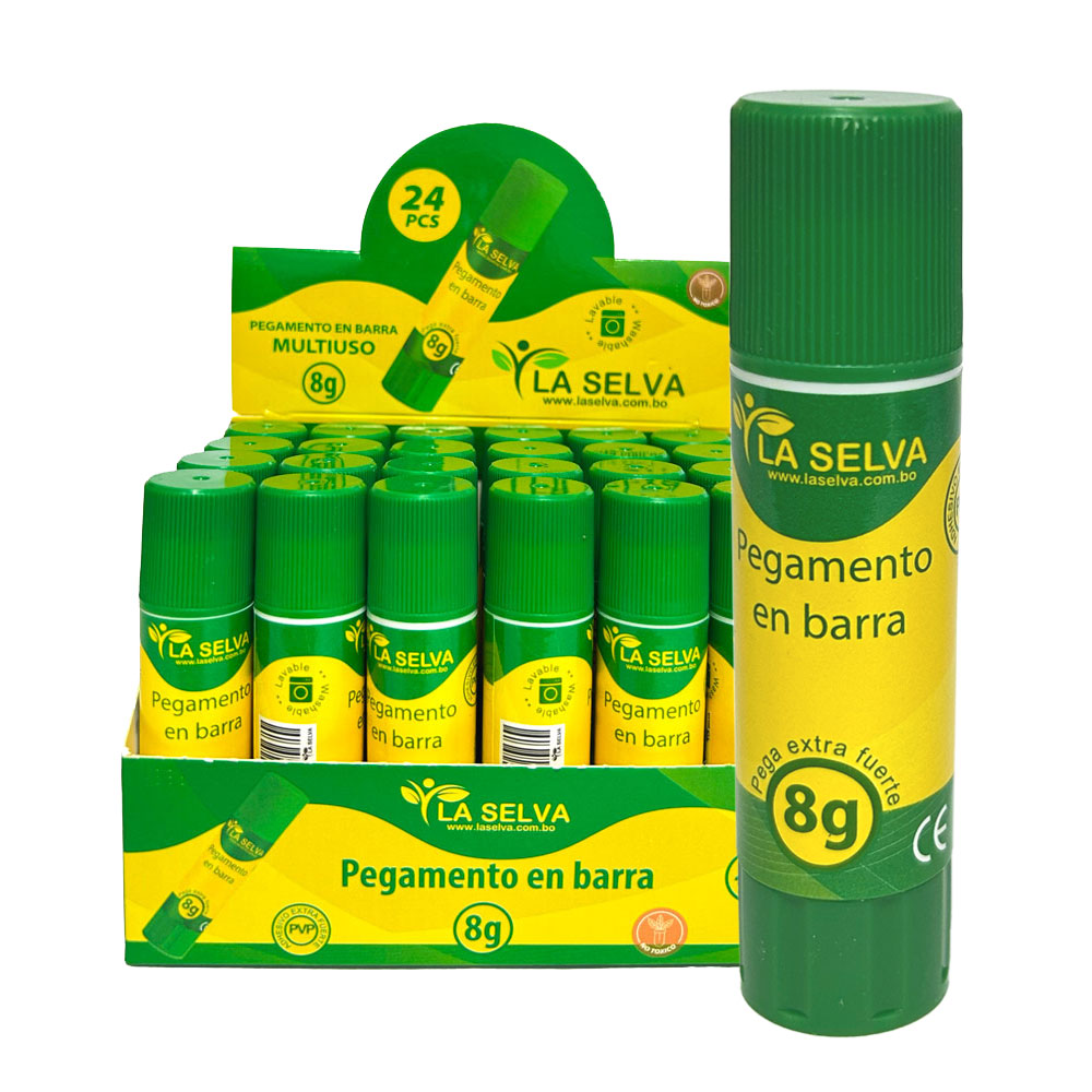 Pegamento en barra 8g La Selva 24pcs