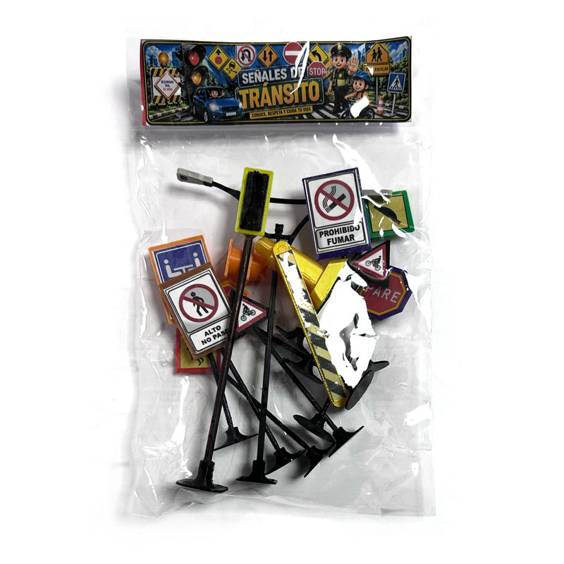 Maqueta - juego señalizacion de transito escala 1:50 bolsa de 14pcs