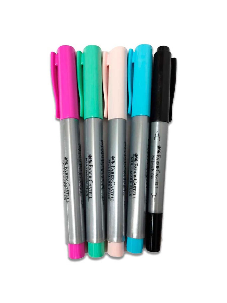 Marcador multimark plus permanente Faber Castell 4 colores + 1 doble punta (copiar)