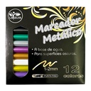 Marcador metalico a baseda agua La Selva de 12 colores
