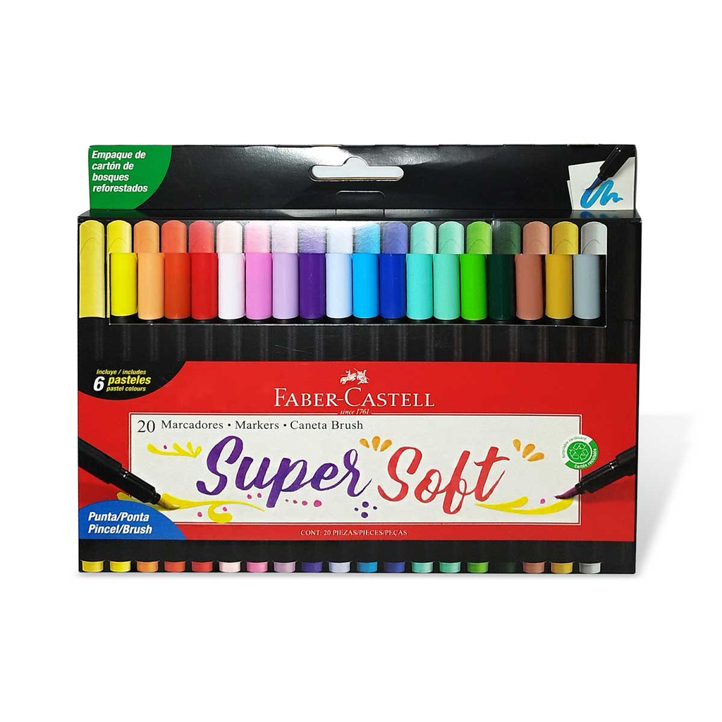 Marcador SUPER SOFT Faber Castell 20 colores