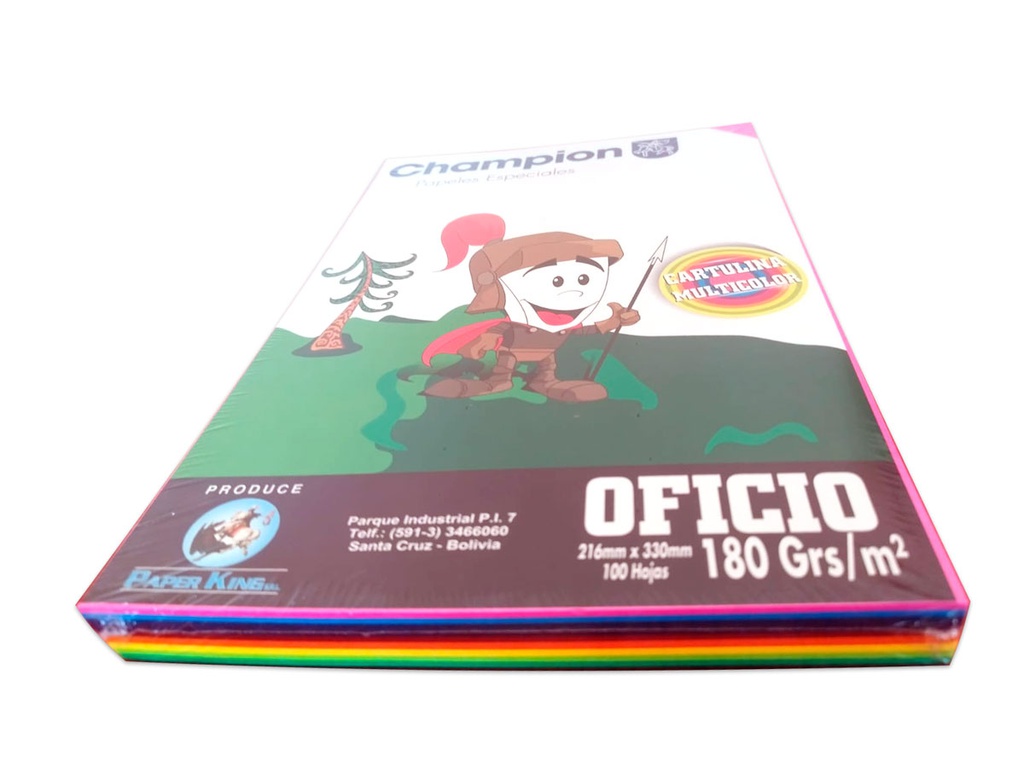 Cartulina de 10 colores intensos de 180gr. Champion 100hjs OFICIO