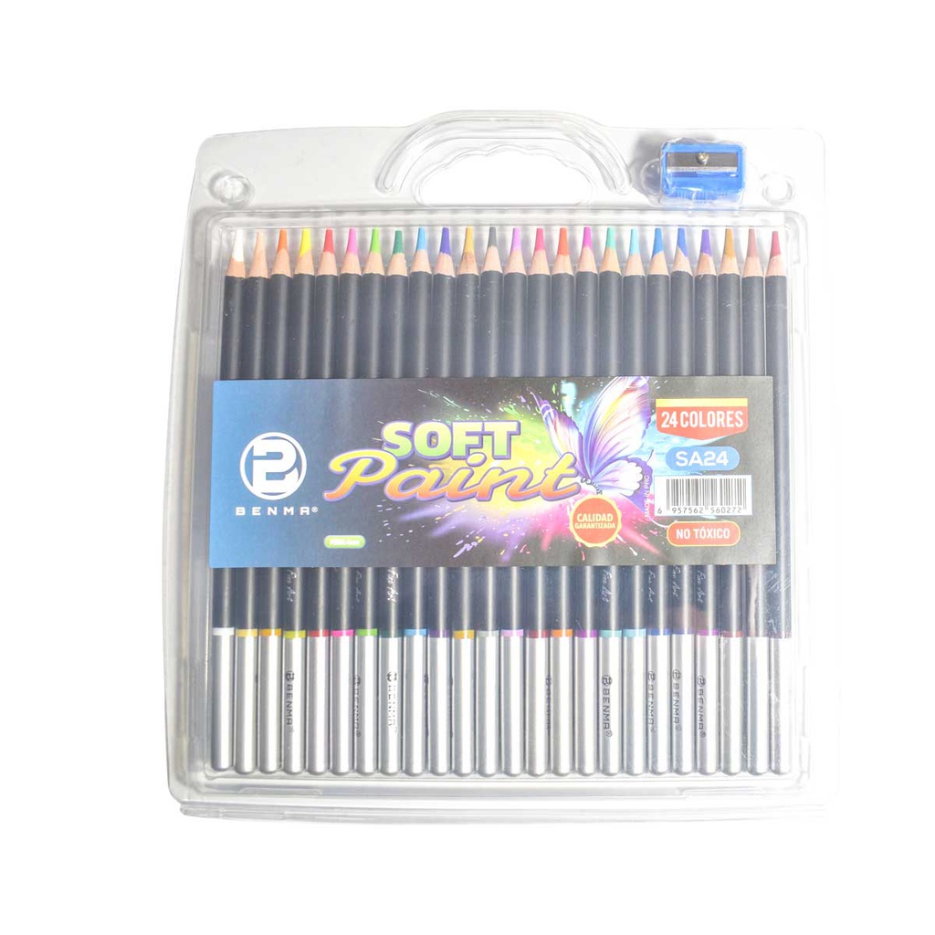 Color largo mina 0.4mm Soft Aquarelable/Paint Benma de 24 Colores + pincel