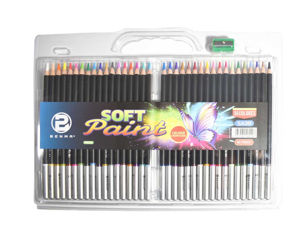 Color largo mina 0.4mm Soft Aquarelable/Paint Benma de 36 Colores + pincel