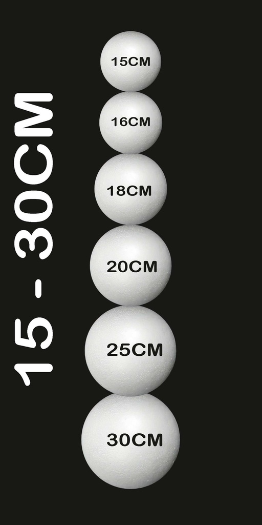 Mostrario de esferas de plastoformo 15-16-18-25-30cm 6pcs