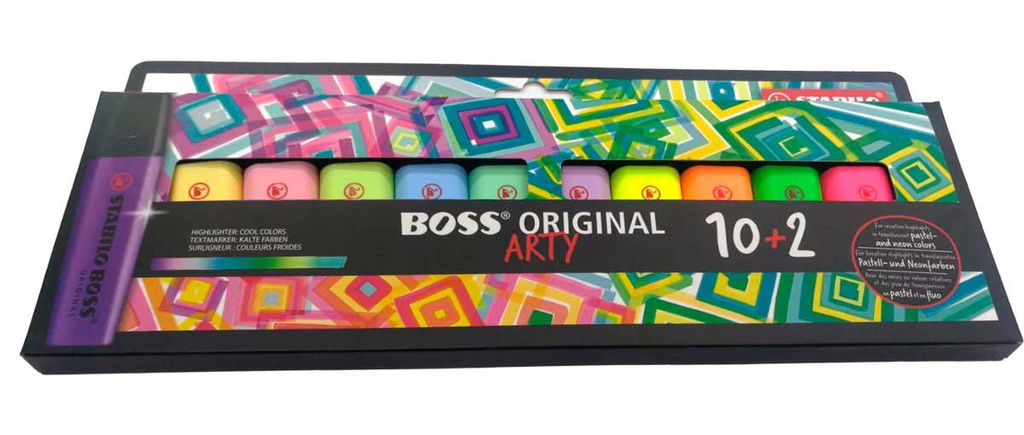 Resaltador Boss Stabilo ARTY Exhibidor 10+2pcs