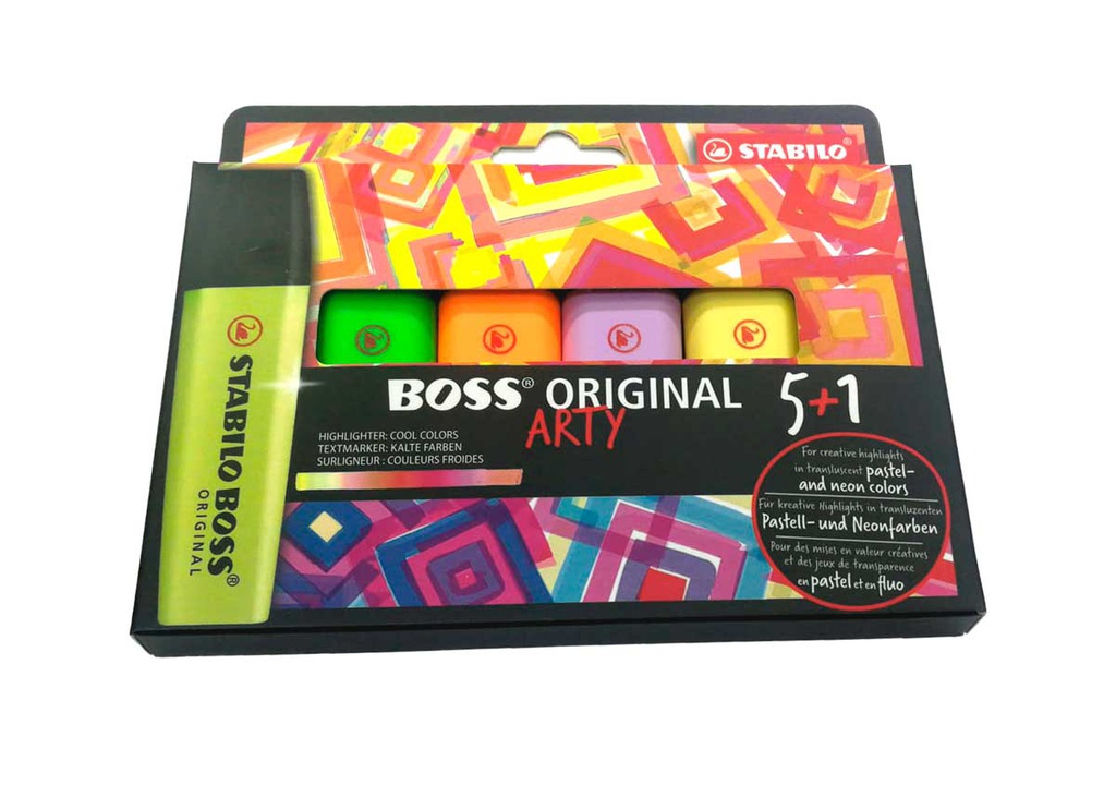 Resaltador Boss Stabilo ARTY Exhibidor 5+1pcs